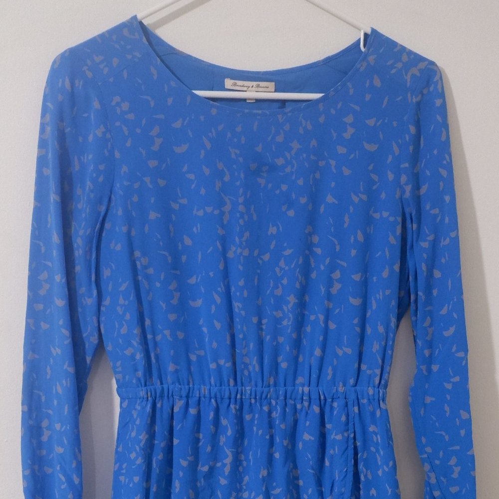 Madewell Silk Blue Long Sleeve Mini Dress